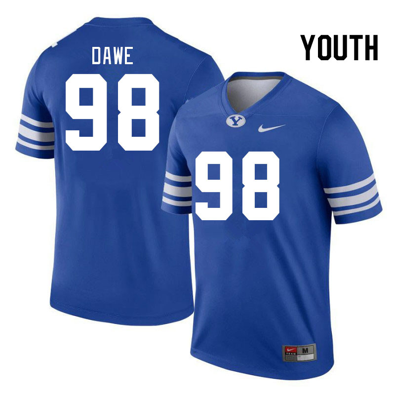 Youth #98 Wyatt Dawe BYU Cougars College Football Jerseys Stitched-Royal